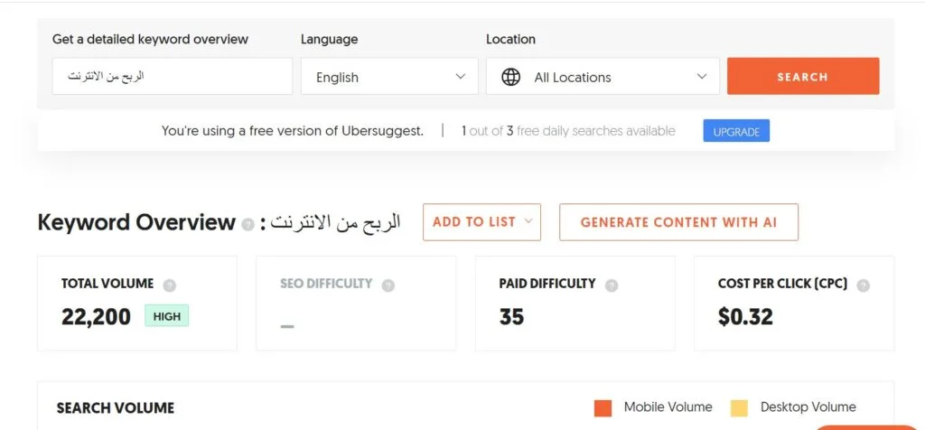 البحث عن الكلمات المفتاحية